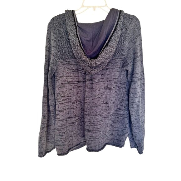 Free People Gray Textured Knit Button-Up Cardigan With Hood & Pockets Womens L - Picture 2 of 11